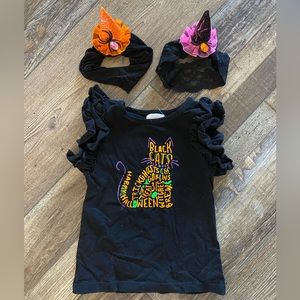 Halloween Cat Shirt with matching witch headbands